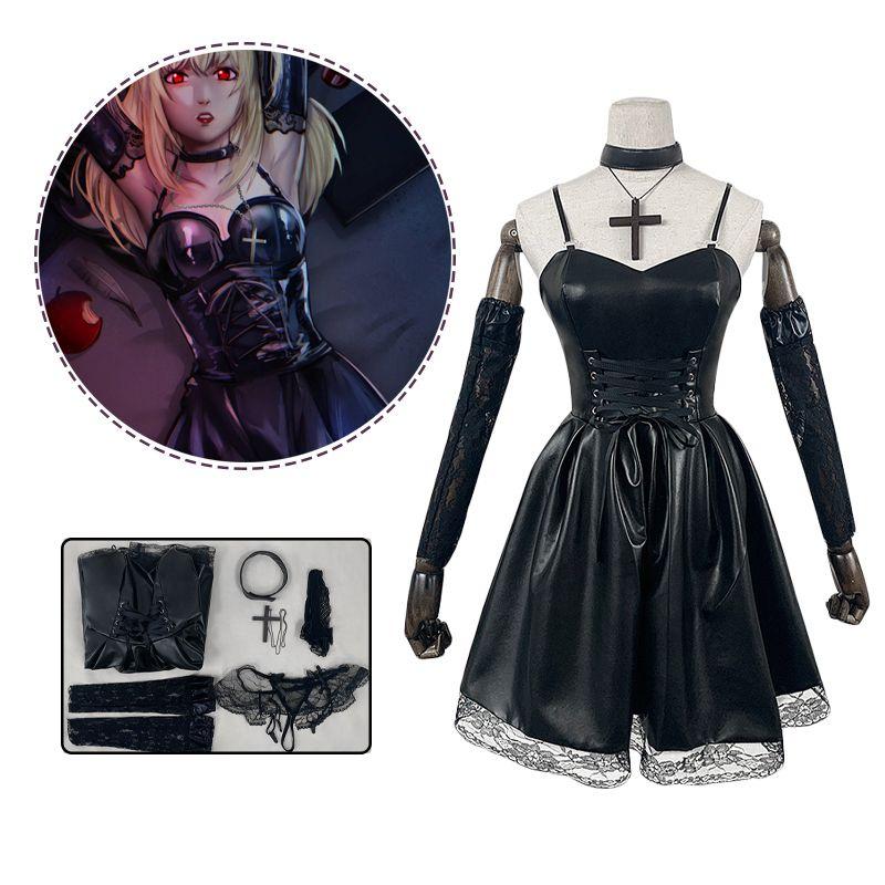 Stylish Misa Amane Death Note Anime Cosplay Black Dress For Halloween And Parties