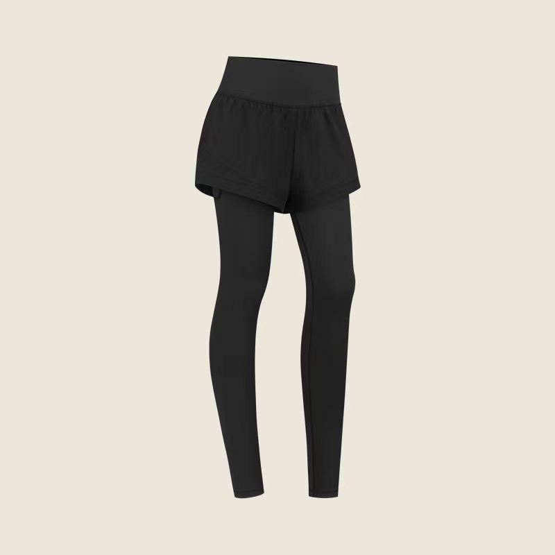 Women's High Waist Quick-Dry Yoga Pants - Fake Two-Piece Hip-Lifting Fitness Trousers