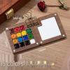 Mini Watercolor Walnut Box: Portable Travel Sketchbook & Palette