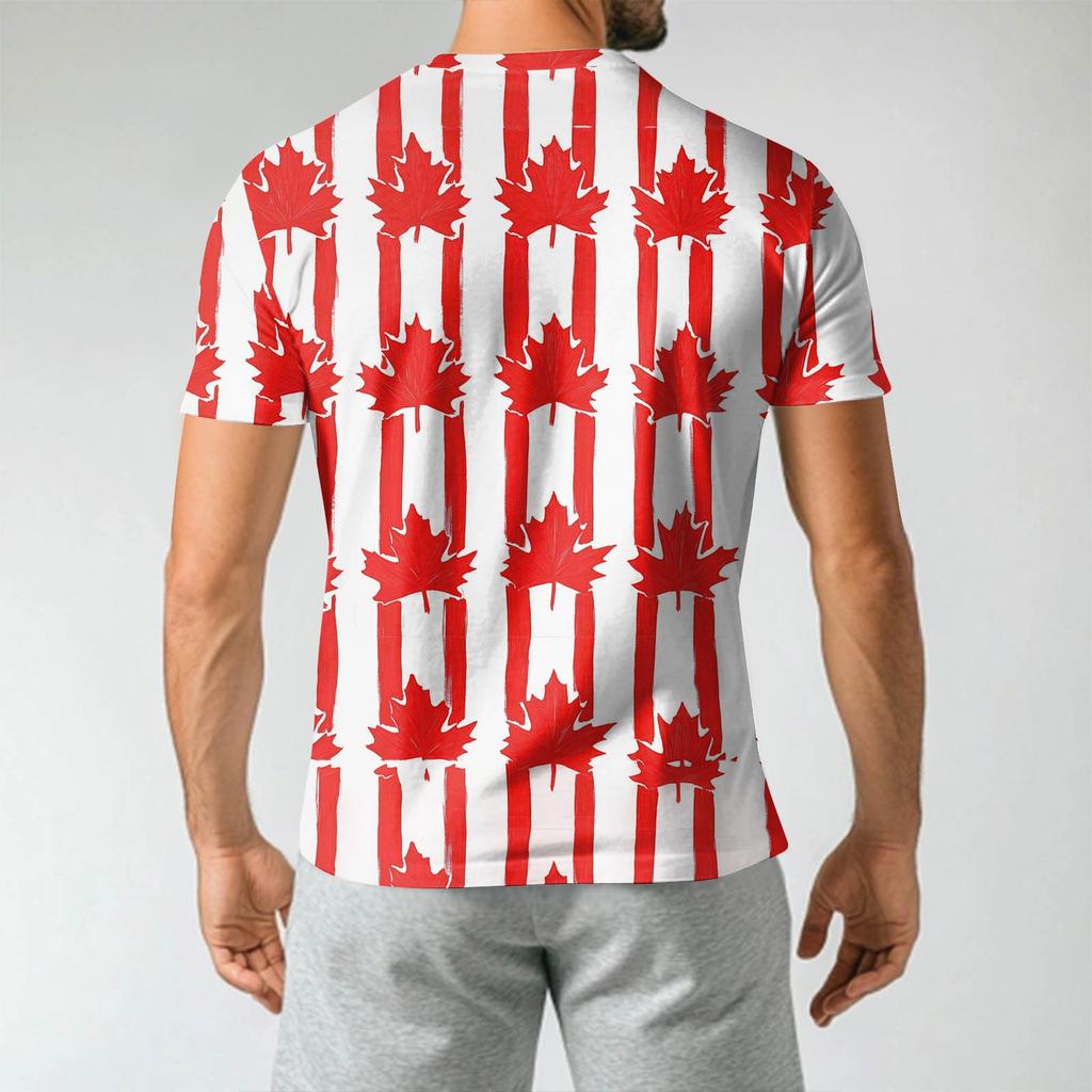 Men's Round Neck Casual Hawaiian Beach Printed Short Sleeve T-shirt Top