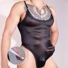 Men Sexy Bodysuit Open Crotch Tights Hip Lift Smooth Ultra-Thin Erotic Underwear Elastic Lace Crossdressing Sissy Lingerie