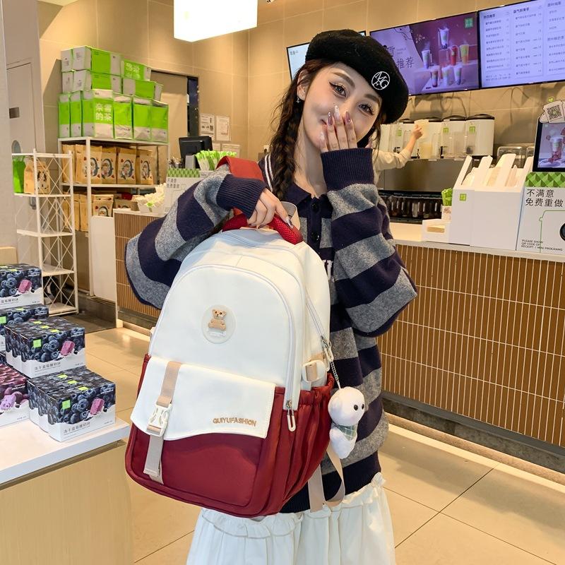 

Backpack for Women Large Capacity New Style Student Schoolbag for Women Middle School Students Contrast Backpack Casual Lightweight Schoolbag Without pendant