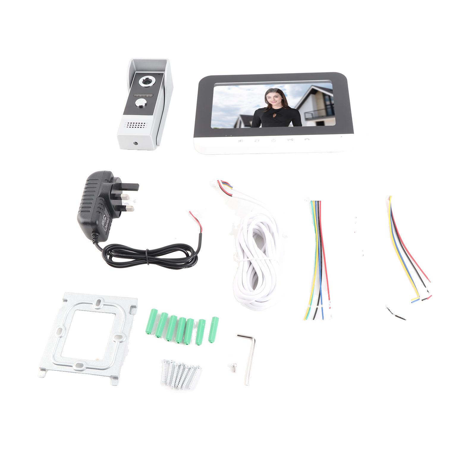 Videocitofono 7in TFT LCD Interfono Citofono Cablato Wifi Remoto Sblocco Monitor