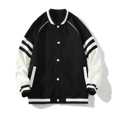 Stadium Jacket Thick Cotton Blend Outerwear Loose Oversized Casual Streetwear Jacket Suitable for and Winter [MistyQueen] Men's Fit, Spring,