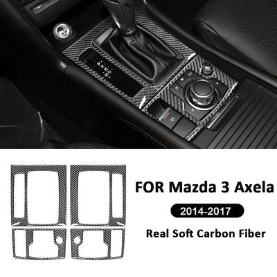 Carbon Fiber Car Center Console Type-C Gear Shifter Panel Trim Frame Decoration Sticker For Mazda 3 Axela 2014-2017 Accessories