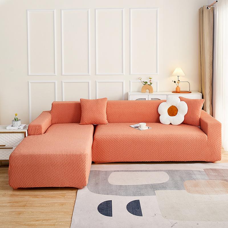 High-end Elastic Solid Color Thick Needle Thickened Jacquard Sofa Cover Embossed Dust Cover All-inclusive Sofa Cover