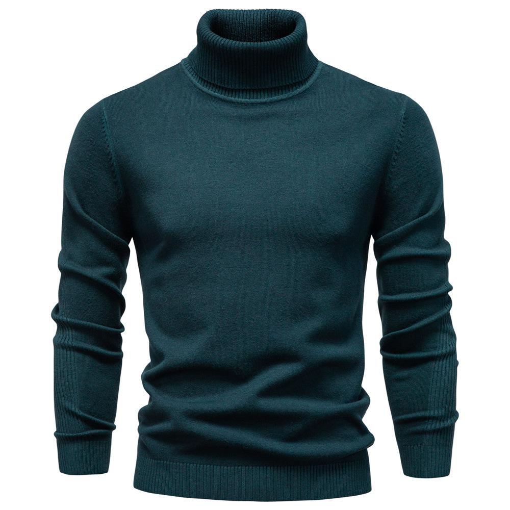 Winter Men Turtleneck Sweater Casual Solid Color Warm Pullover High Quality Slim High Neck Long Sleeve Sweater Men
