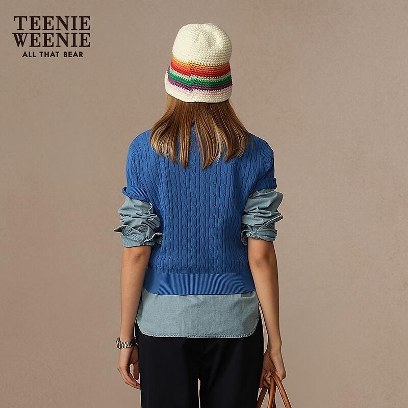 Teenie Weenie Kabelstrick-Cardigan mit Bärenstickerei