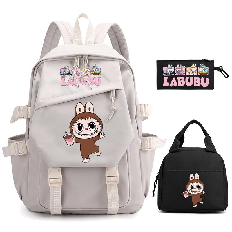 3Pcs/set Cute  Printed Backpack Pencil Case Lunch Bag Teenager Student Girl Boy Schoolbag Women Travel Laptop Bag Mochila
