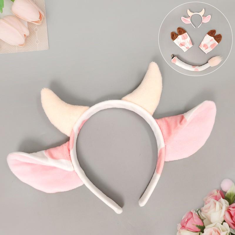 Cow-Themed Halloween Costume Set: Headband Ears Tail Hooves Party Performance Cosplay