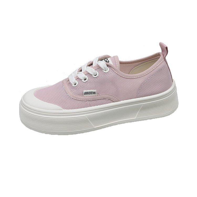 

Platform canvas shoes women s 2025 summer new breathable little white shoes biscuit shoes versatile height increase casual sports shoes 40 розовый