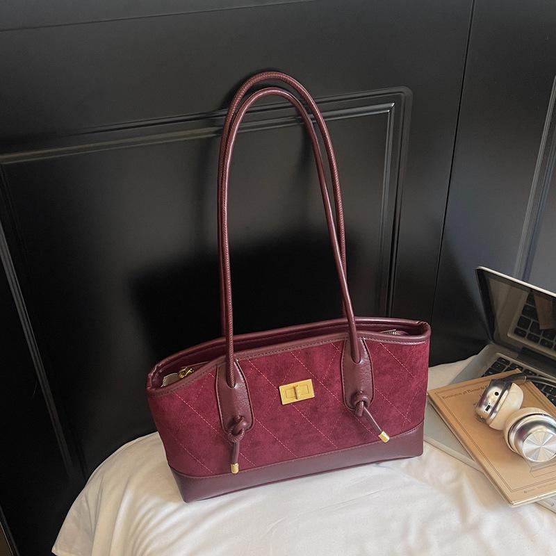 

Cross-Border Retro Large Capacity Versatile Women s Handbag: Fashionable Luxury Shoulder Tote One Size #18080 вино красного