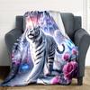 1pc Winter Wonderland Roses Tiger Blanket Lightweight Blanket Throw Blanket For Sofa, Bed, Travel, Camping, Livingroom, Office yy251010106
