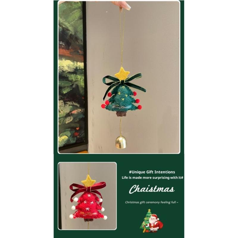 Christmas Atmosphere Pendant Gift Star Plush Bow Christmas Tree Red Pendant Wind Chime Creative Gift