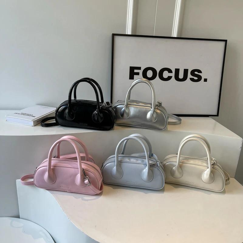 Casual solid interior compartment shoulder bag for women high quality PU zipper bags stitching line