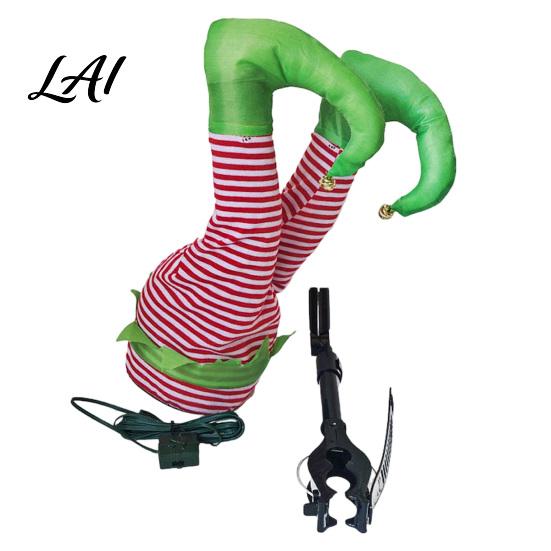 Festive Shaking Leg Decor Christmas Elf Decoration Electric Santa Claus Xmas Tree Party Ornament for Tree cHalf Body Ormament Funny
