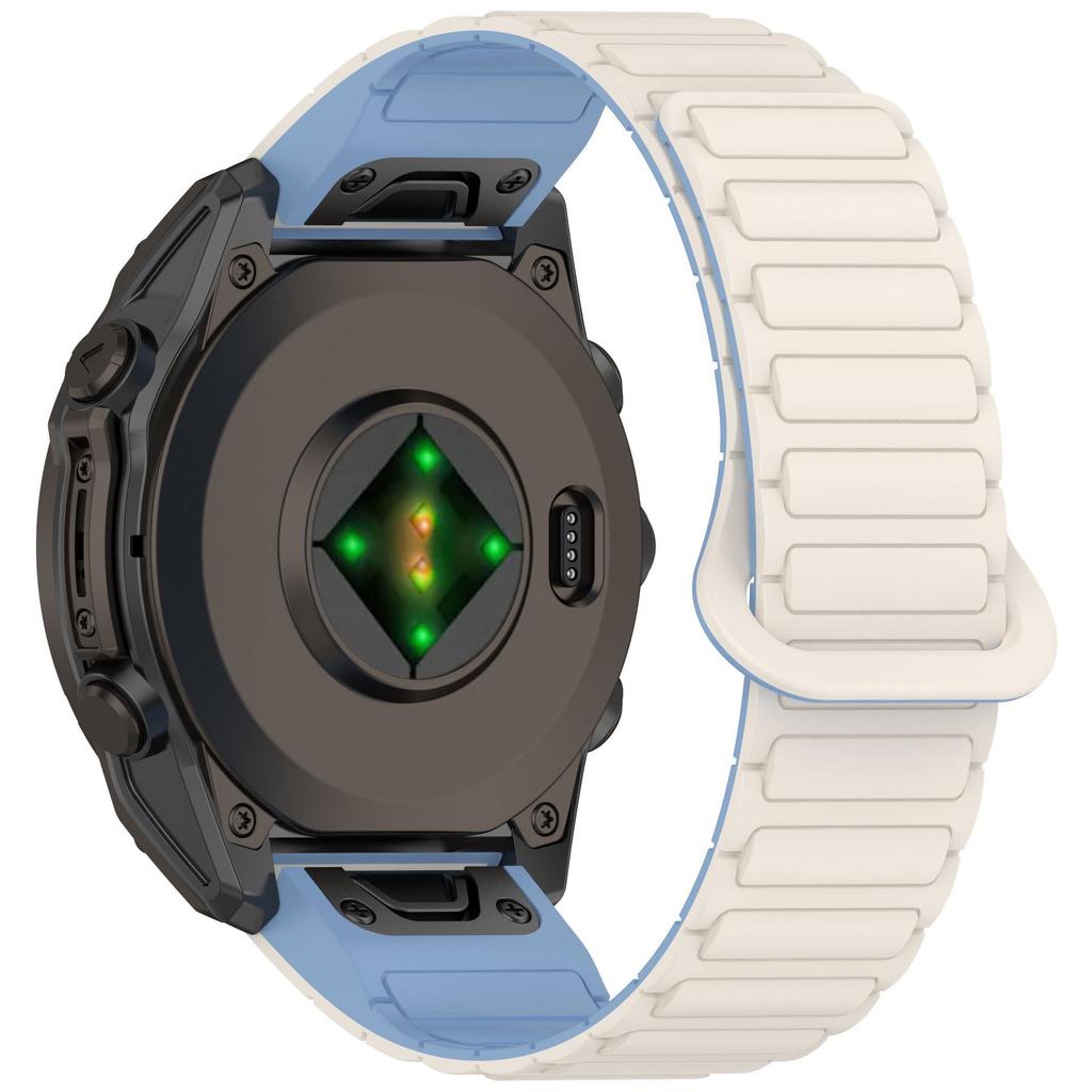 Two-Color Magnetic Quick-Release Silicone Watch Band for Garmin Fenix 8/7X/7S/6X/5S Plus