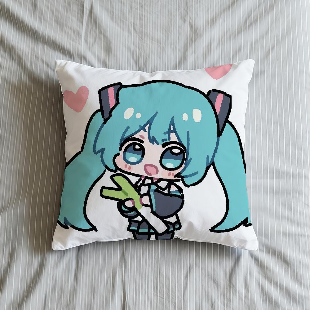 Cushion Cover M-MikuS-ES Soft Case H-HatsuneS-ES Sofa Living Room Home Comfortable Office Cute Decor Cartoon Protective Pillow