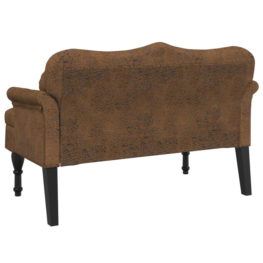 Bench with Cushions Brown 120.5 X 65 X 75 Cm Faux Suede