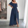 Elegant Temperament with A Bra Waist Short Sleeve Long Skirt Dress Women's Dress 2025