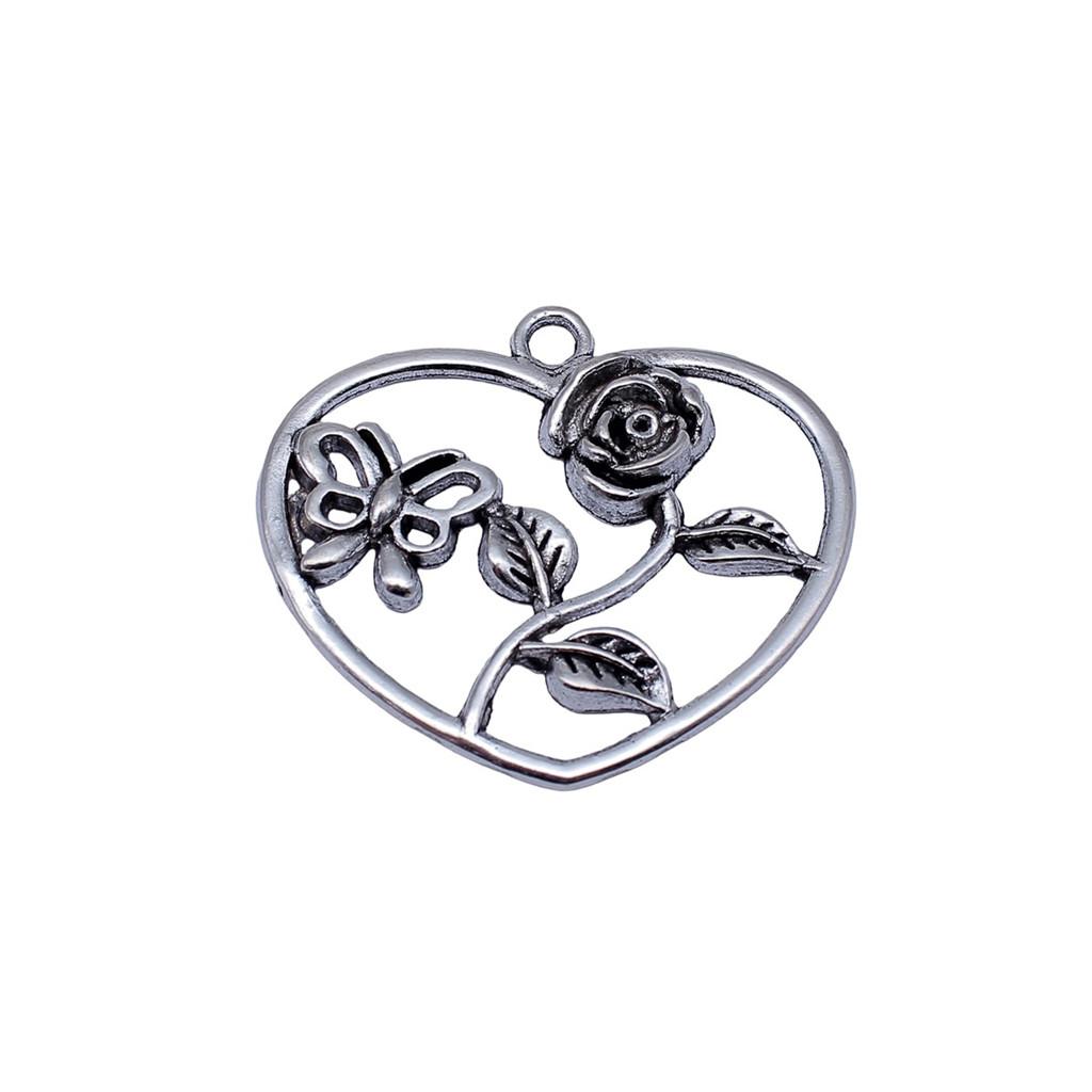 Large Heart Charms Alloy Pendants For Bohemian Style Jewelry Making A24-1pcs-52x46mm
