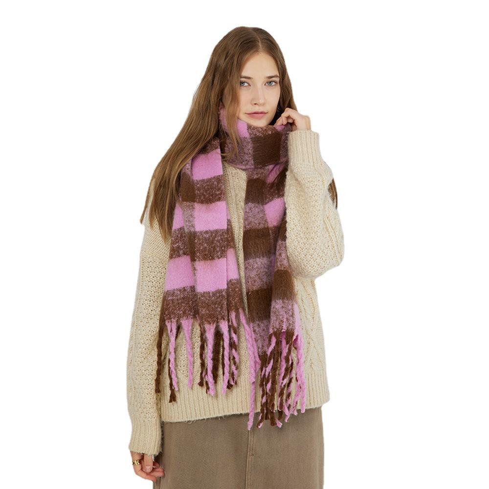 Z home black and white checkerboard imitation cashmere scarf women's autumn and winter scarf shawl commuter scarf