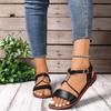 Flat Bottomed Flat Buckle with Rhinestone Fish Mouth Casual Sandals