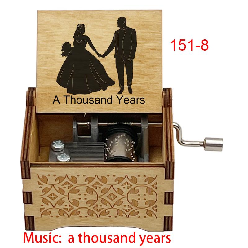 A Thousand Years Melody Popular Wedding BGM Wooden Music Box Famous Movie Hand Operated Movement Lovely Anniversary Couple Gift 3