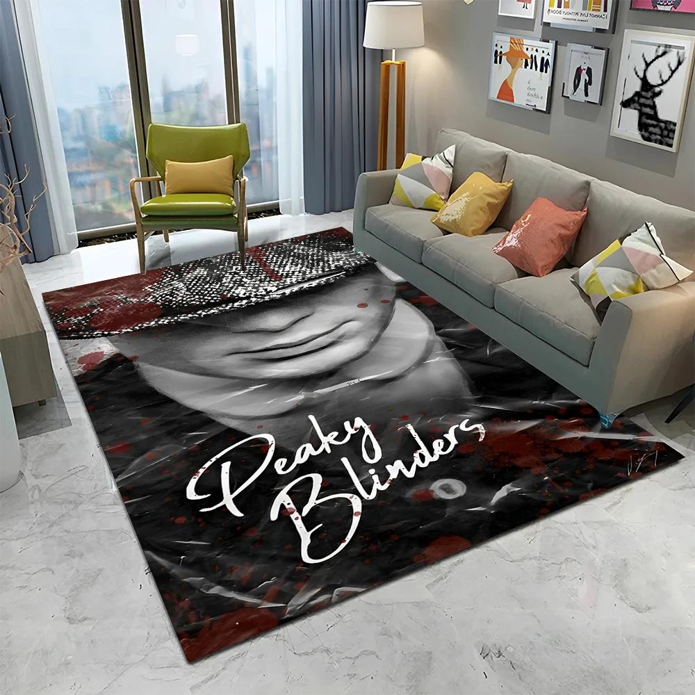 HD Tommy Shelby 3D P-Peaky Blinders Carpet Rug for Home Living Room Bedroom Sofa Doormat Decor,kids Area Rug Non-slip Floor Mat