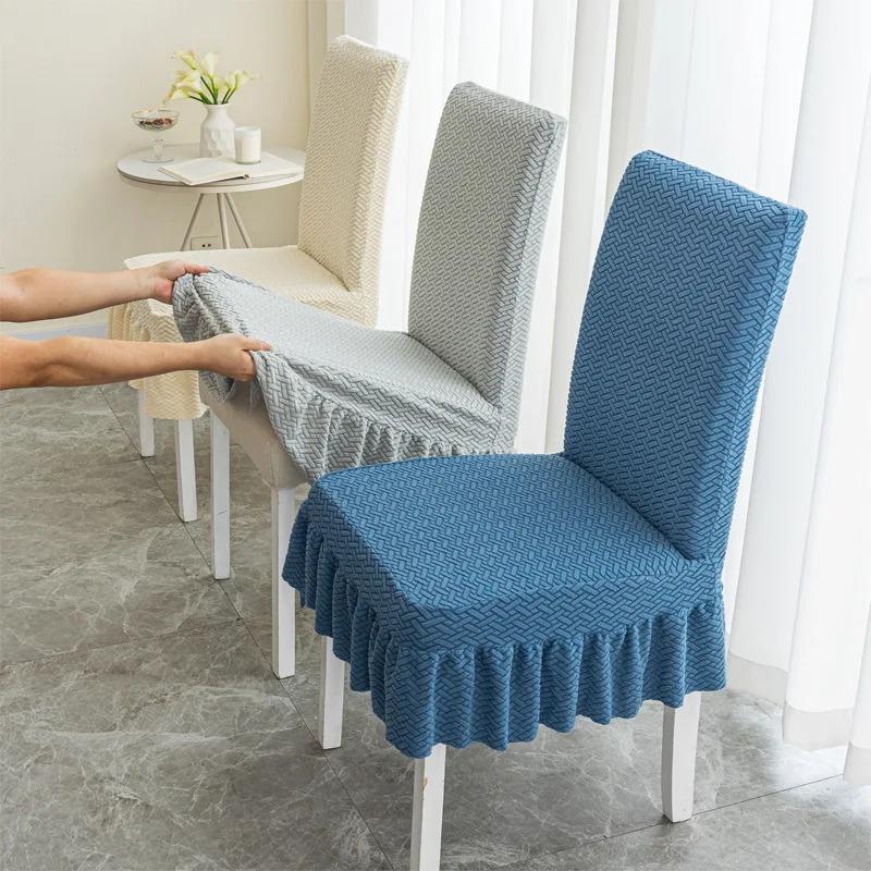 Skirt Dining Chair Cover Jacquard Elastic Soft Seat Cover Anti Stool Slipcover Suitable for Kit Pet Room Living Home Decor