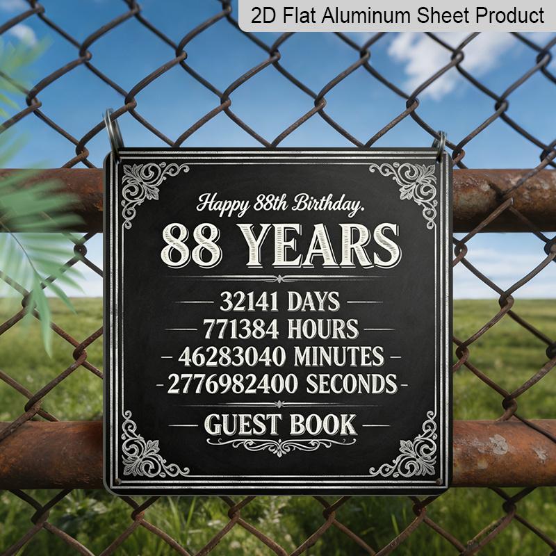 

2D Flat, 1pc, Vintage Metal Aluminum Decorative Sign, Happy 88th Birthday - 88 Years Guest Book Sign, Retro Party Wall Decor for Living Room 20*20cm