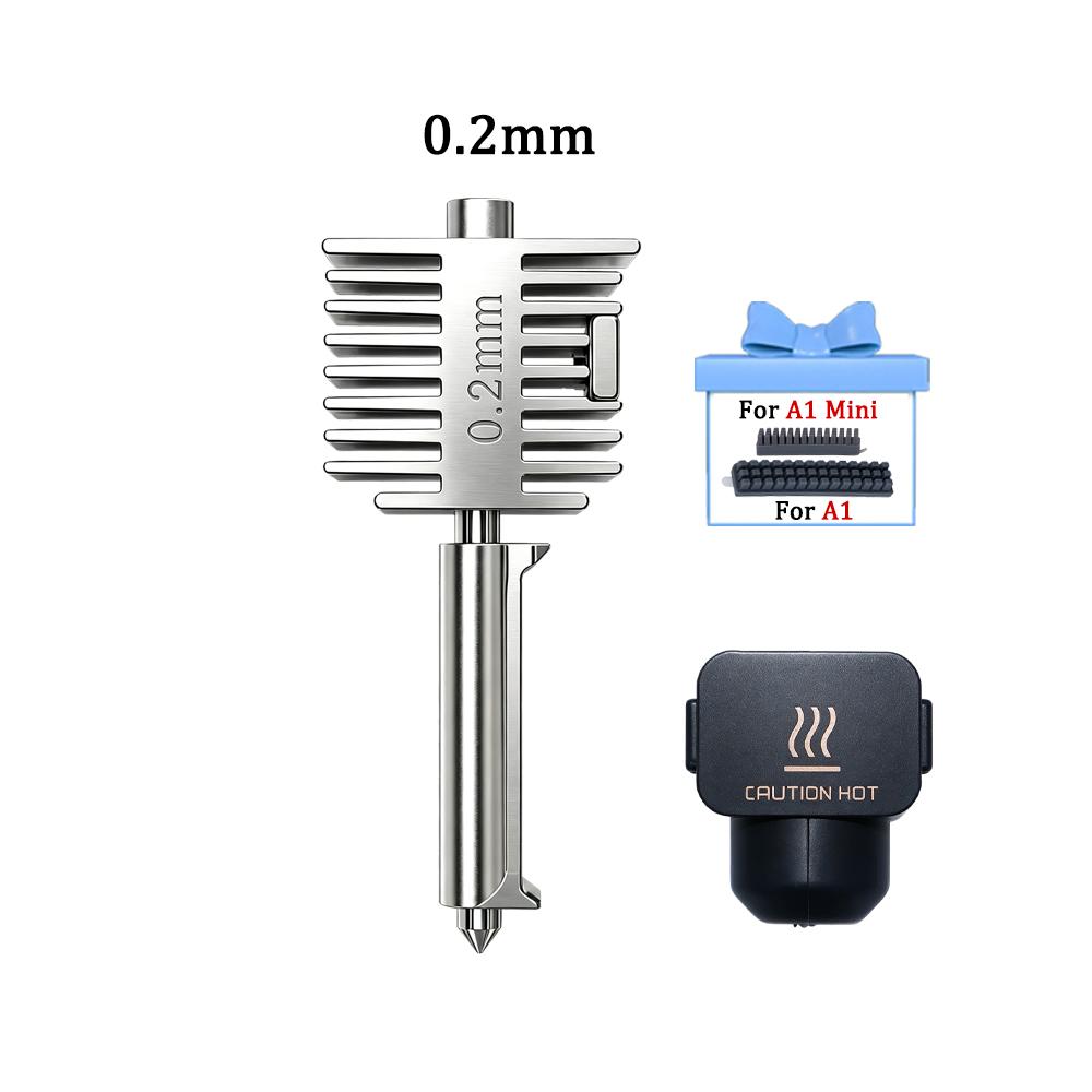 Hotend-Kit für Bambu Lab A2L/A1/A1 Mini Hot-End-Baugruppe 0,2/0,4/0,6/0,8 mm Gehärteter Stahl Einteilige Düse für A1 3D-Drucker