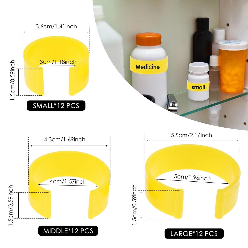 Medicine Bottle Clips for Easy Medication Identification Portable Pill Bottle Clip with Marker Labels Pen, Perfect for Daily Use