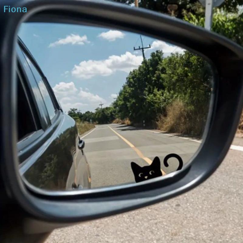 Cute Peeking Cat Rearview Mirror Decal,Black Cat Vinyl Sticker for Car Interior,Waterproof Auto Accessory