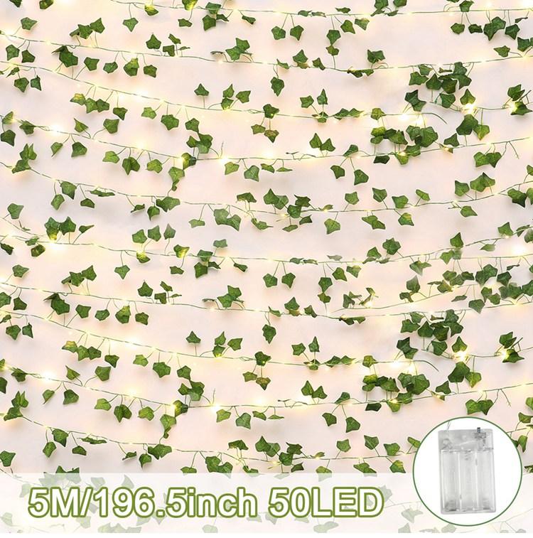 Flower Green Leaf String Lights Artificial Vine Fairy Lights Battery Powered Christmas Tree Garland Light for Weeding Home Decor