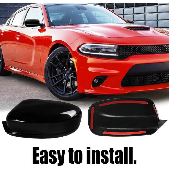 1Pair Door Side Mirror Covers Caps Fit for 2011-2014 Chrysler 200 for 2011-2018 Chrysler 300 Glossy Black Mirror Cap Covers (Not Replacement)