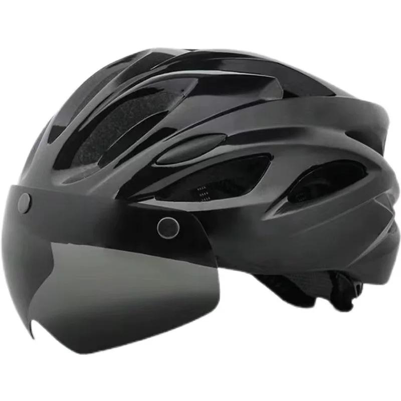 Mountainbike-Helm mit Brille, Integrierter Reithelm, Atmungsaktive Kappe für Damen und Herren, Winddicht für Zusteller