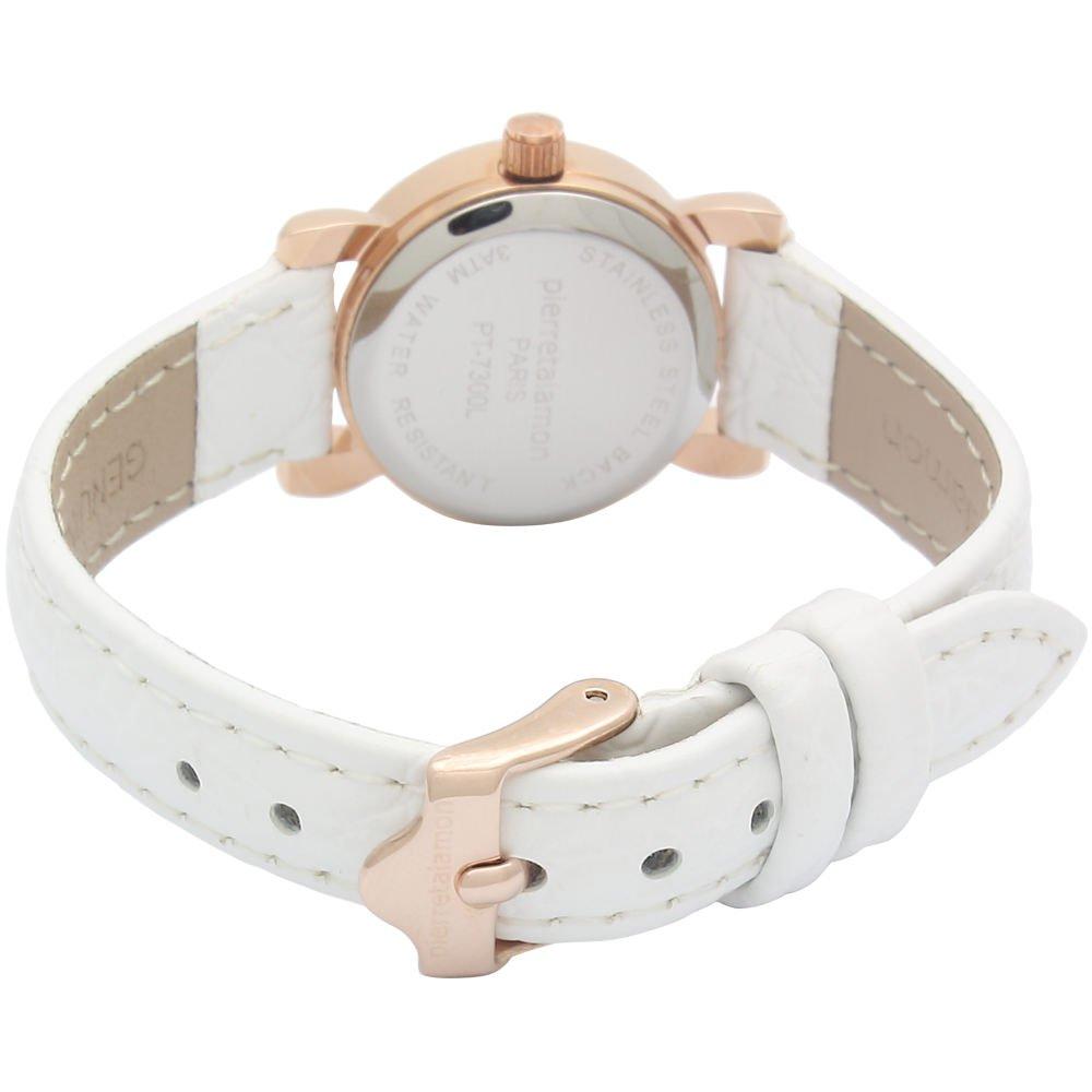 Relógio Pierretalamon 1 Ponto Diamante Natural Mostrador Concha Natural Pulseira de Couro Relógio Rosa Ouro x Branco [Pierretalamon] PT-7300L-4 Feminino