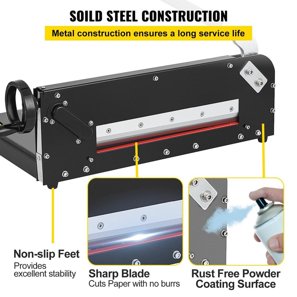 12" Width Manual Stack Paper Trimmer A4 Paper Cutter W/ Clamp & Safe Lock