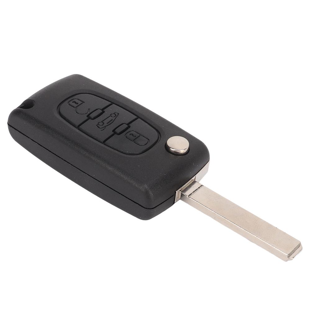 Autoschlüsselgehäuse Schwarz 3 Tasten Klappbare Flipping Schutzhülle Schlüsselanhänger Cover Ersatz für Peugeot 107
