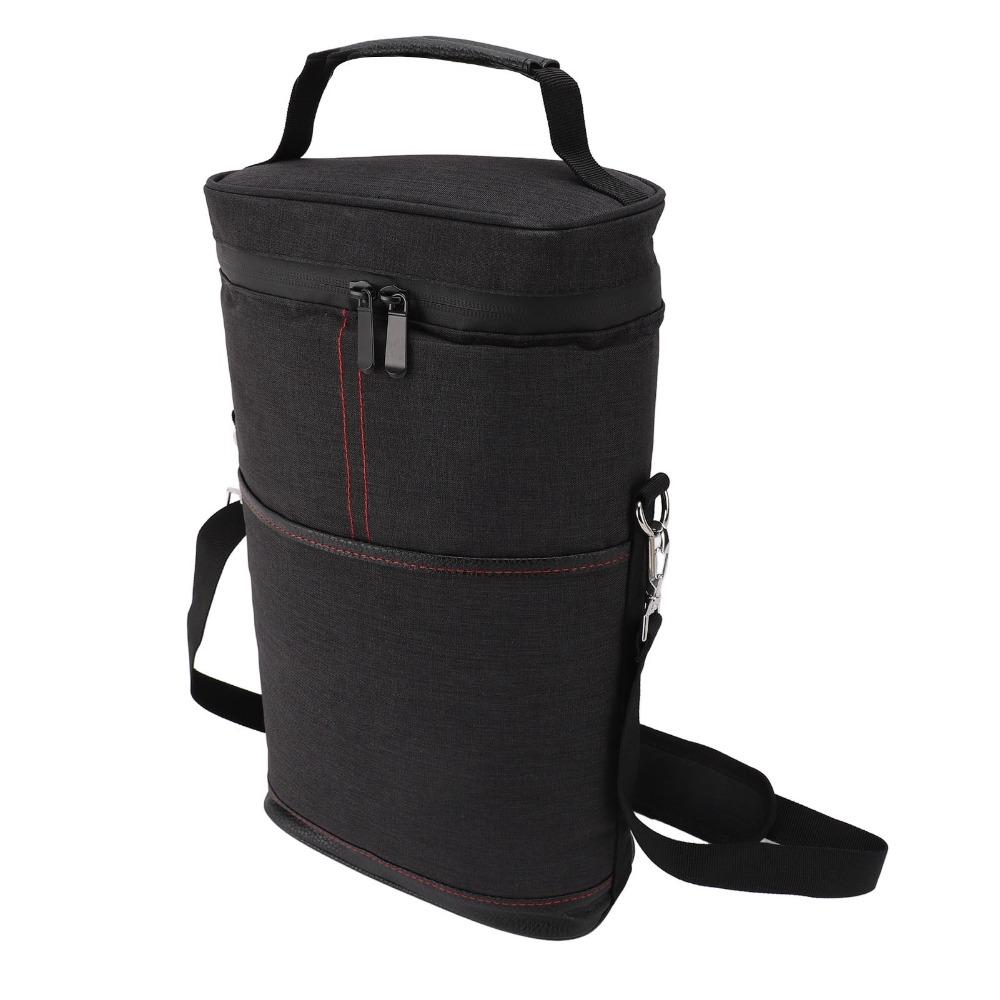 Canvas Material Wine Cooler Bag Black/Grey Insulated Wine Case Wine Protective Case For Travel