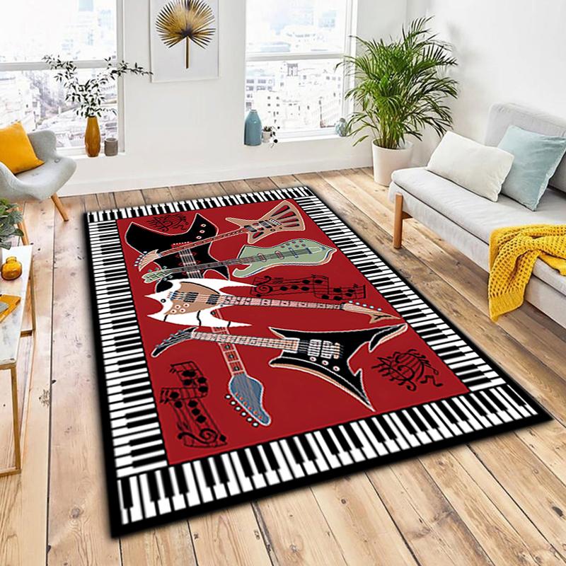 1Pc Piano keys music Printed circular carpet, home door mat, outdoor travel protection carpet A14