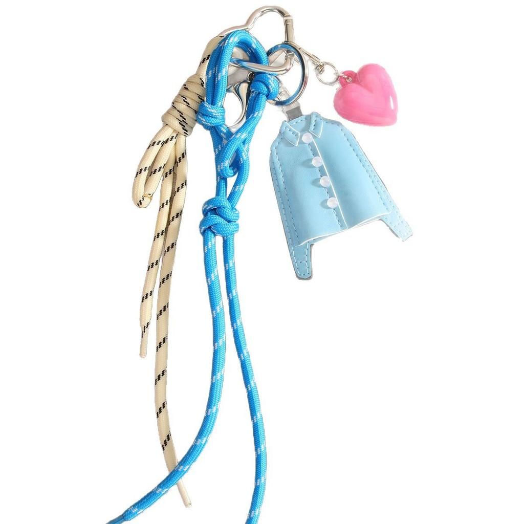 Pu Shirt Keychain With Heart Woven Rope For Casual Bag Decor