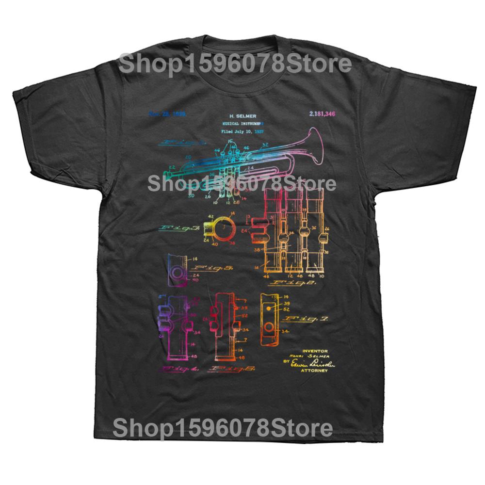 Mens Clothing Trumpet T Shirt Trumpet Patent T Shirt Trumpet Player For Musician Music Teacher Marching Band Jazz Band Music