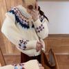 Women's Retro Fair Isle Zipper Cardigan - Autumn/Winter Loose, Casual, Slimming Knit Sweater