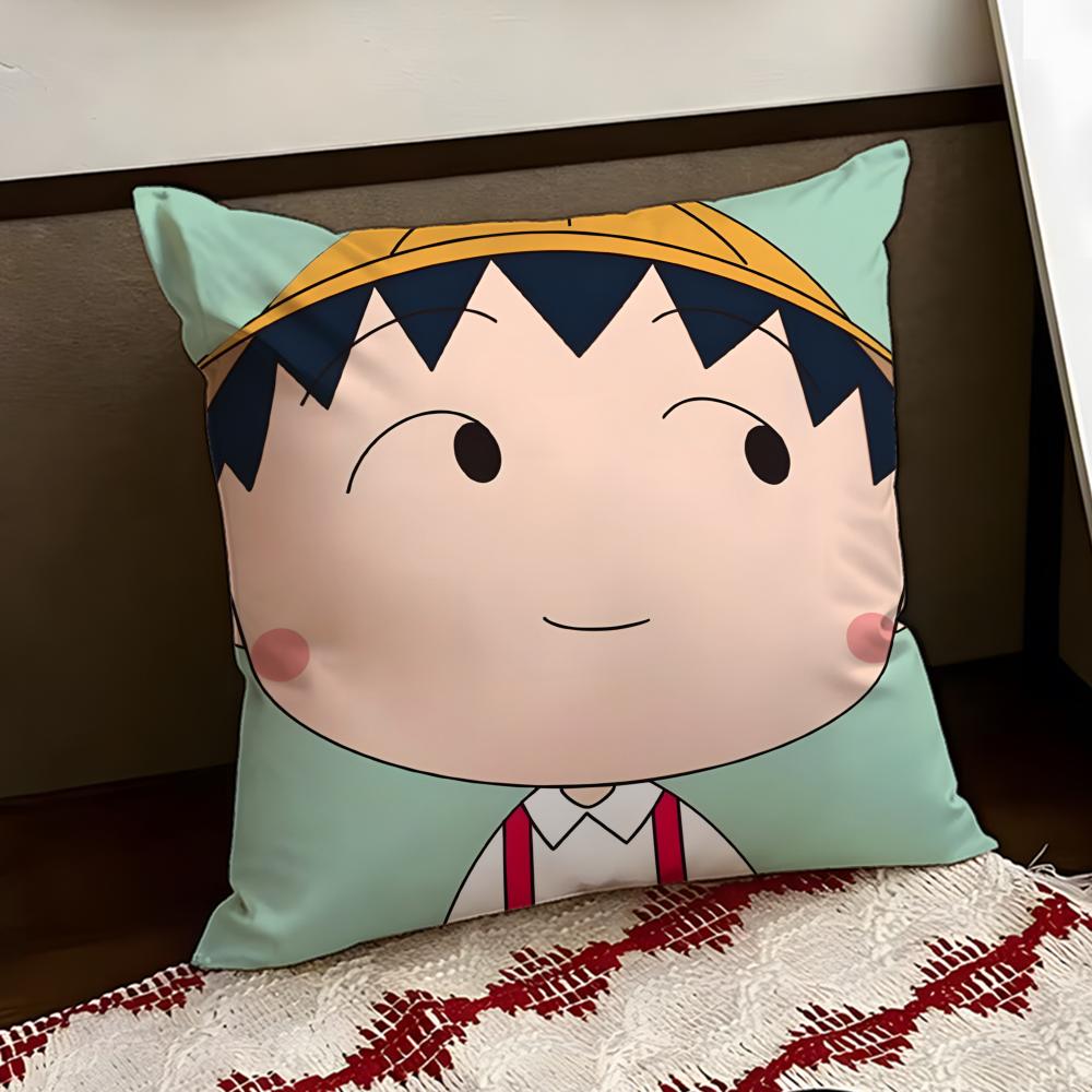 Cute anime CChibi MMaruko Chan Cushion Cover Reversible Soft Durable Pillow Cover Home  Car MultiScene Use for Daily Comfort