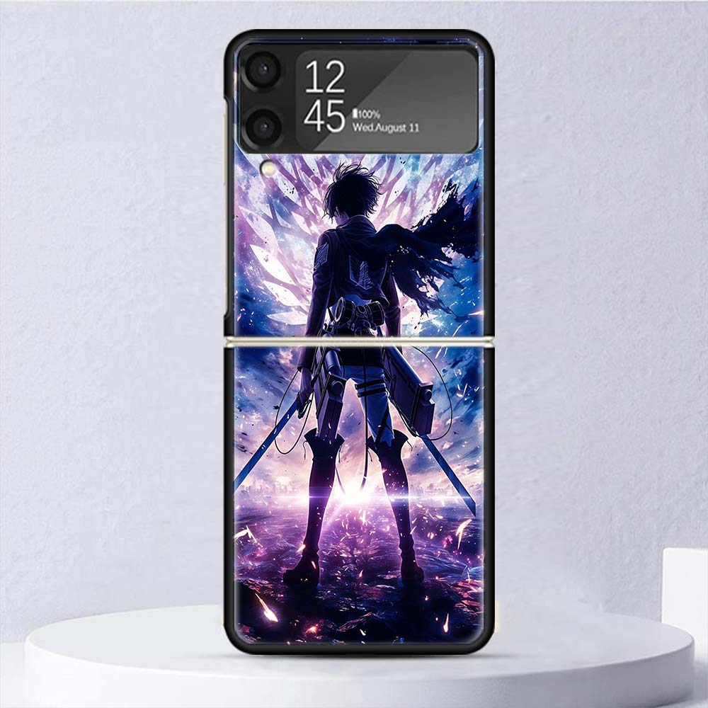 A-Attack On T-Titan Levi Shockproof Case For Samsung Galaxy Z Flip 7 6 5 4 3 5G Phone Cover Z Flip3 Flip4 Flip5 Flip6 Flip7 Shel