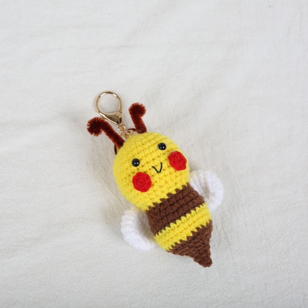 Handmaking Crochet Keychains Cute Wool Knitting Insect Cartoon Bees Pendants Animal Doll
