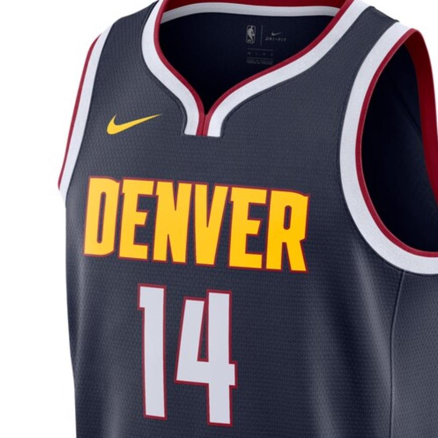 Nike NBA Retro Jersey Letter Sleeveless Basketball Vest, Fan Edition, 2020-2021 Season, Denver Nuggets, Harris No. 14 Men Tops Black Blue CW3663-421