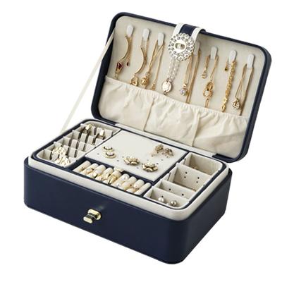 Portable Jewellery Storage Box Display Multi Grids PU Jewellery Holder for Necklace Ring